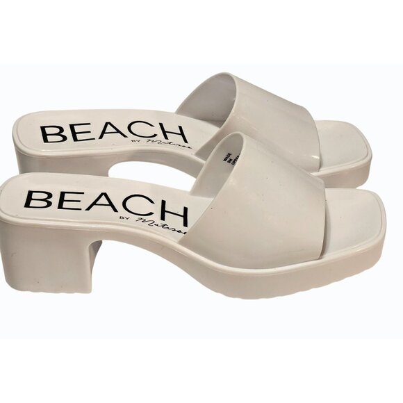 Matisse Beach White Wade Heeled Sandals Size 9M EUC 2.25" Heels - Picture 2 of 12